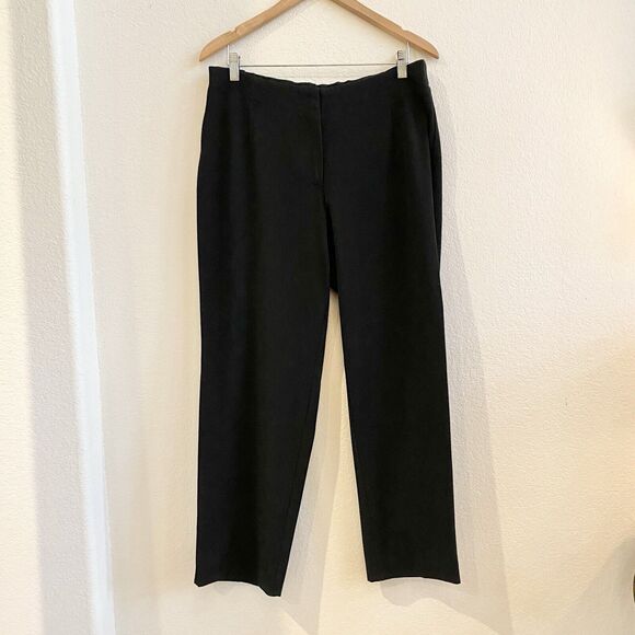 Talbots Pants - Talbots Womens Black Stretch High-Rise Flat Front Straight Leg Dress‎ Pants 14W